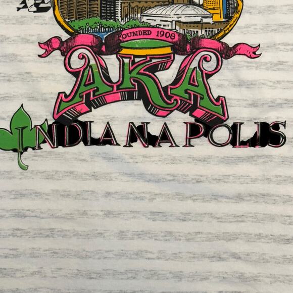 Vintage 90s Alpha Kappa Alpha Sorority Tee Shirt Pink Green AKA BOULE Sz XXL - Picture 4 of 7